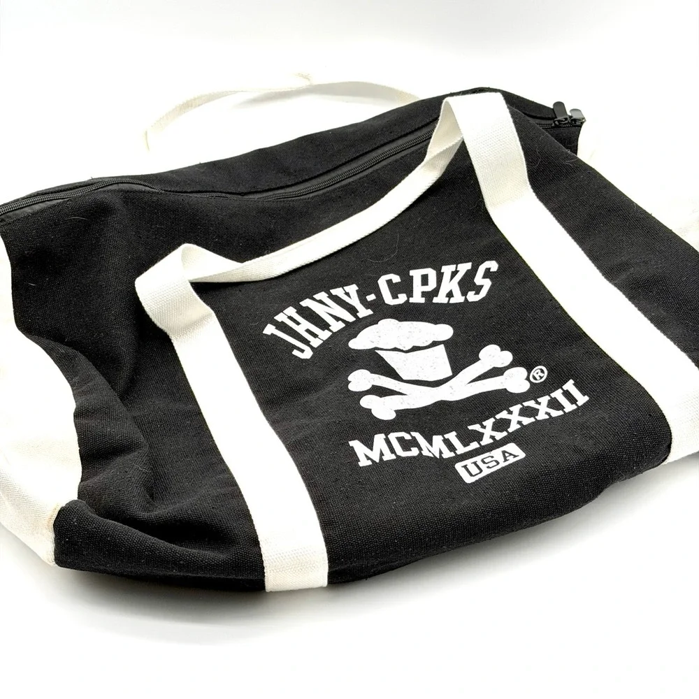 JHNY-CPKS Canvas Duffle Bag Black White Skull Cupcake MCMLXXXII USA Streetwear